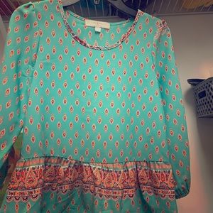 Girls top paisley aqua